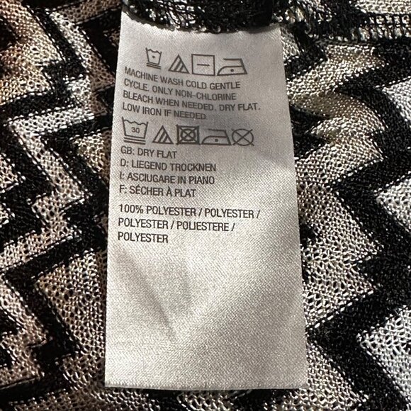 Susan Graver Women's Chevron Pattern Sheer Cardigan Jacket 2X Black Beige - Picture 4 of 10